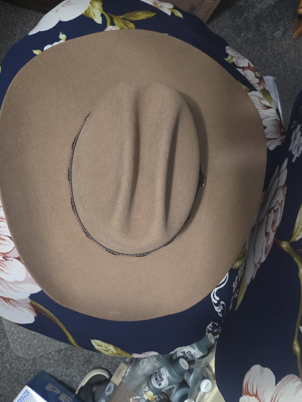 Justin Cowboy Tan Felt Western Hat with Braided Band - Picture 9 of 11
